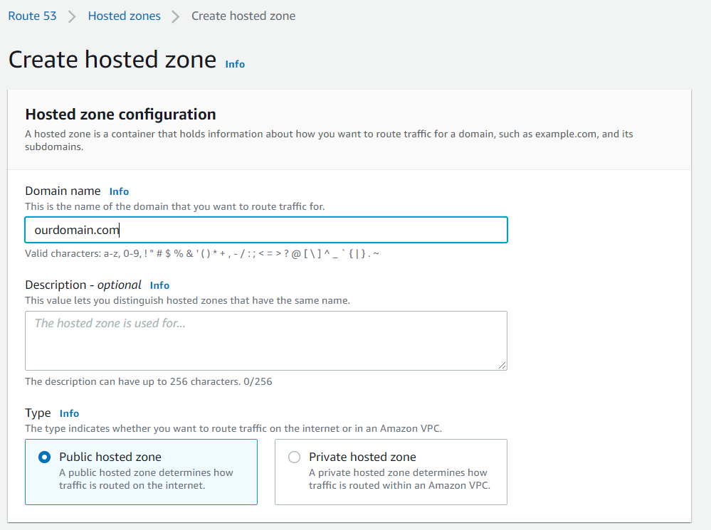 Route 53 Create Hosted Zones