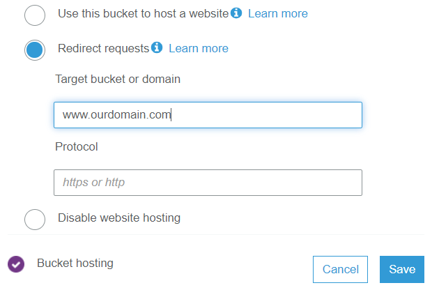 Static Website Hosting redirecting